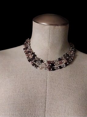 Cookie Lee Multi-Strand Neutral Beaded Choker